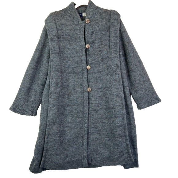 Bonnie Lee Leroy Button Up Cardigan Womens 40 Gray Knit Mohair Wool Nylon Blend - Picture 1 of 9
